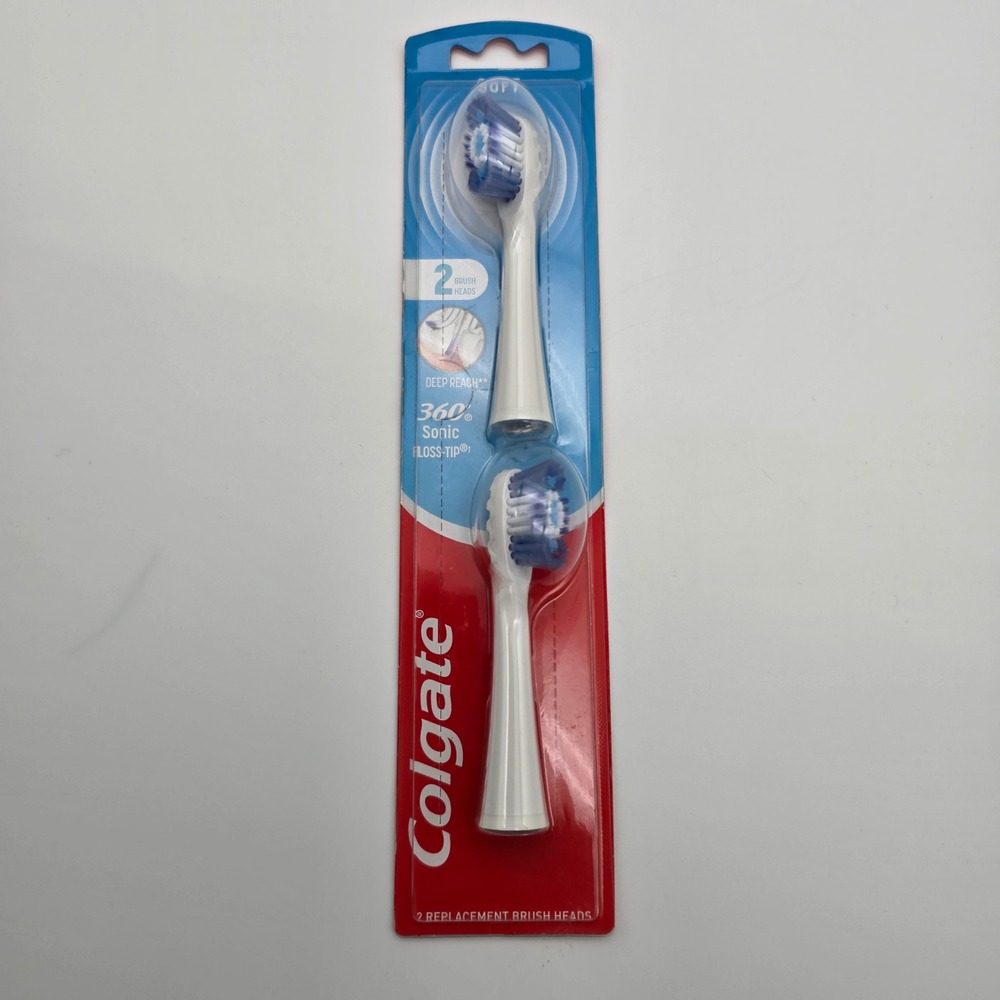 Colgate 360 Sonic Floss-Tip Replacement Brush Heads Soft 2 Count White Refills